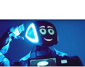 UiPath si Google dezbat cum inteligența artificială si robotizarea schimbă economia. Moderator al scenei AI & ROBOTICS este robotul 3-5CU