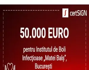 certSIGN donează 50.000 de euro Institutului Național de Boli Infecțioase Matei Balș