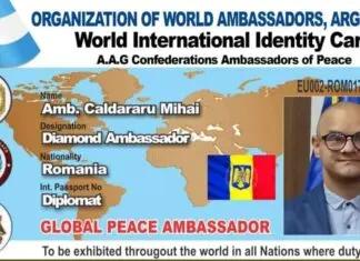 Mihai Căldăraru, numit Ambasador GLOBAL PEACE. Mihai Căldăraru, numit Ambasador GLOBAL PEACE din partea României.