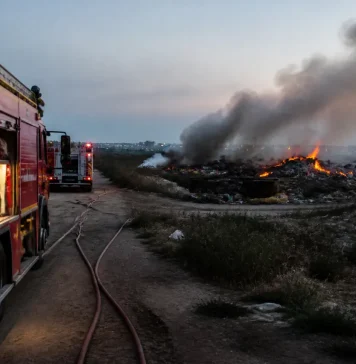 Incendiu de deșeuri în Sintești: fumul se îndreaptă spre sectoarele 4 și 5 Incendiu de deșeuri în Sintești