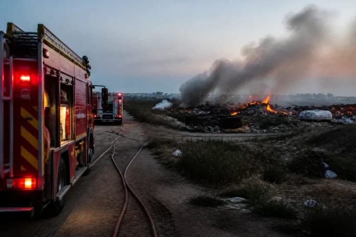 Incendiu de deșeuri în Sintești